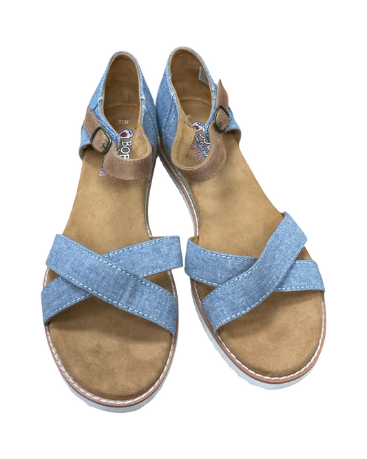 Sandals Flats By Bobs In Blue Denim, Size:10