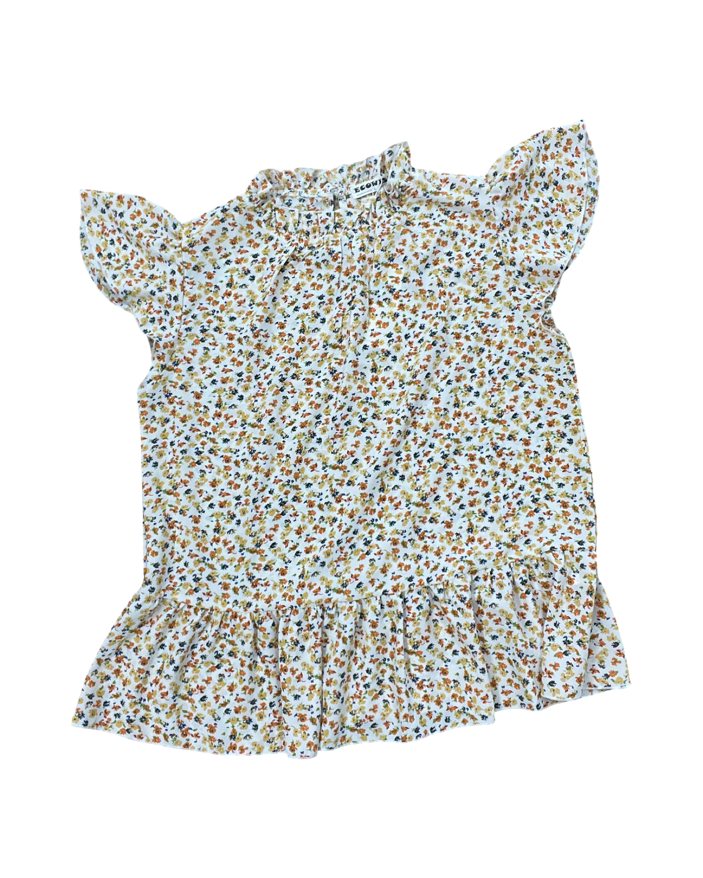 Tunic Sleeveless By Ecowish In White & Yellow, Size:L