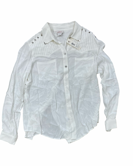 Blouse Ls By Ariat In Cream, Size:M