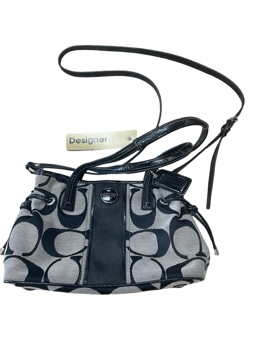Handbag Designer By Coach In Black & Tan, Size:Small
