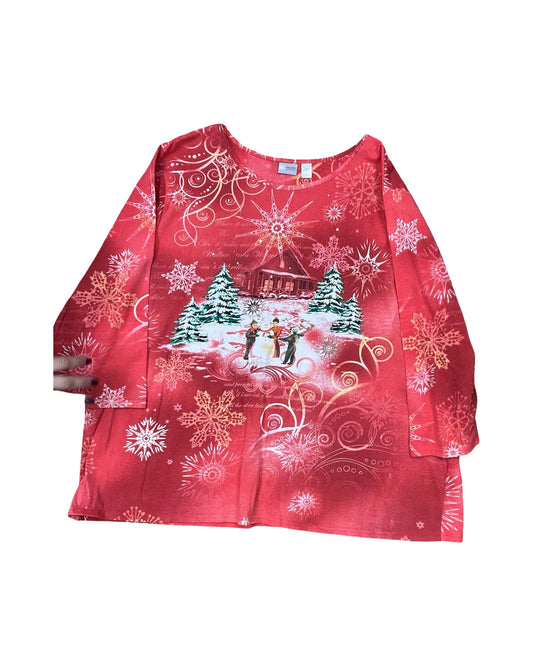 Top 3/4 Sleeve By Clothes Mentor In Red, Size:3X