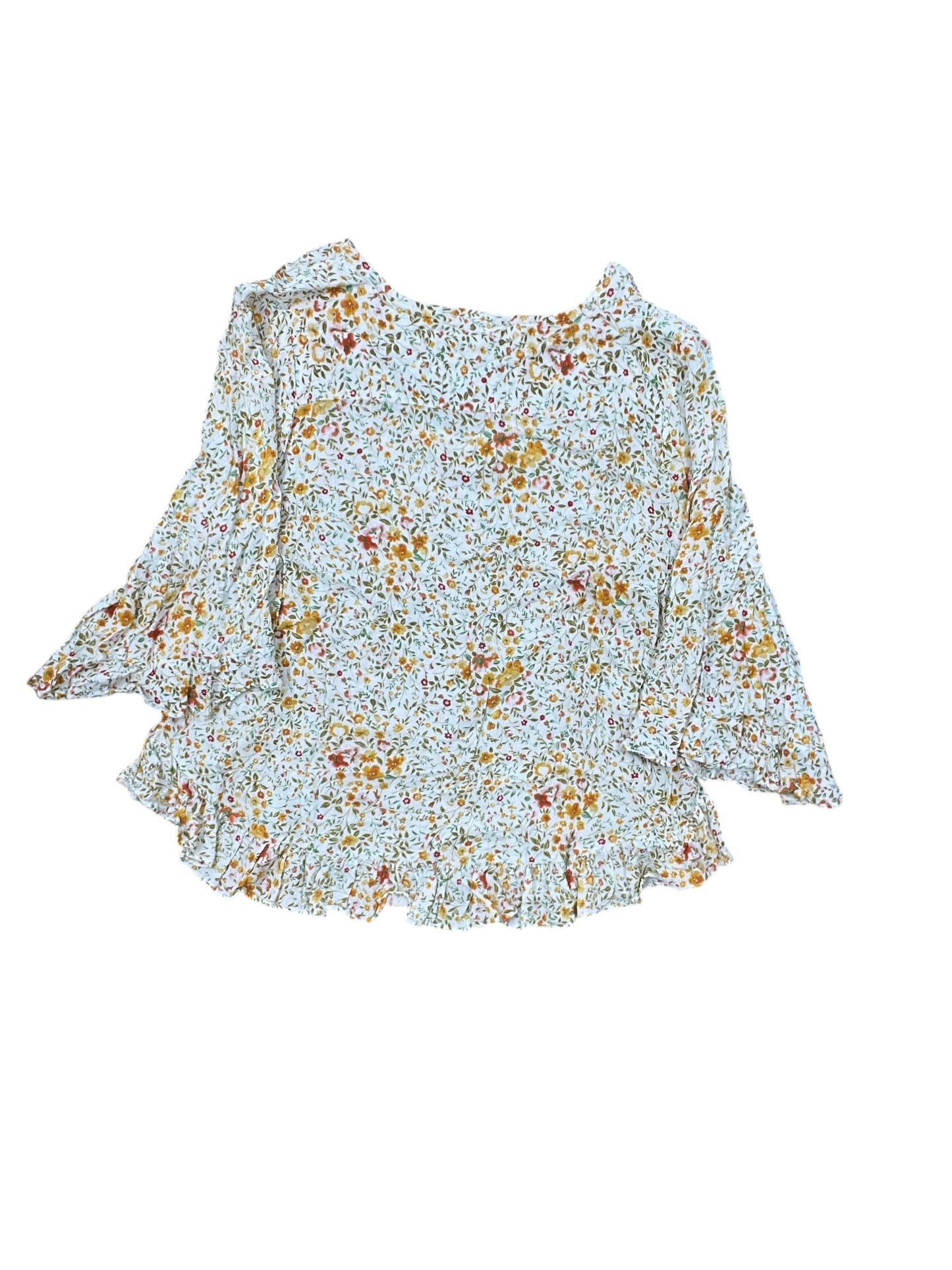 Top Ss By Clothes Mentor In White & Yellow, Size:M