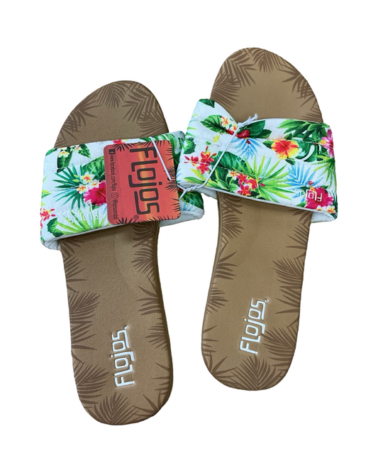 Sandals Flats By Clothes Mentor In Tropical Print, Size:10
