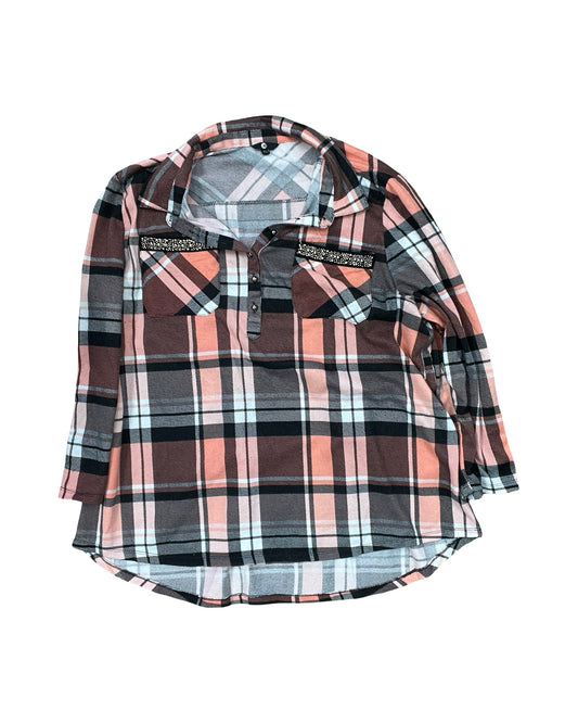 Top Ls By Clothes Mentor In Black & Orange, Size:2X