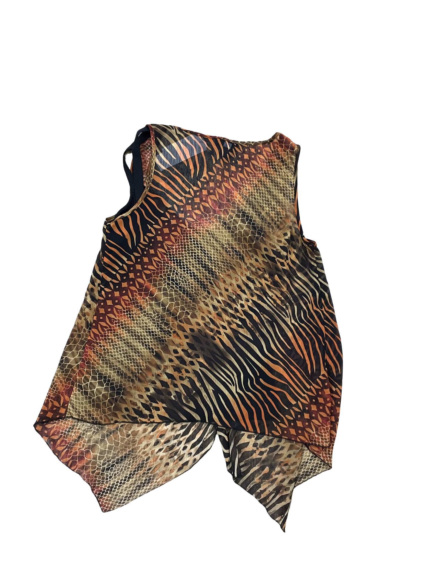 Top Sleeveless By Spense In Black & Orange, Size:S