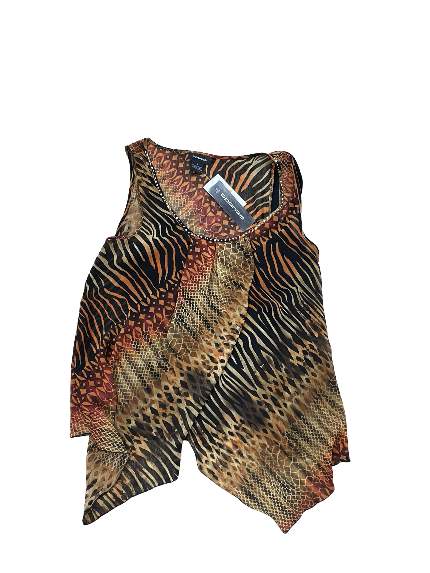 Top Sleeveless By Spense In Black & Orange, Size:S