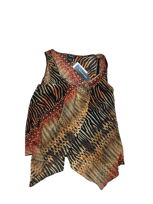 Top Sleeveless By Spense In Black & Orange, Size:S