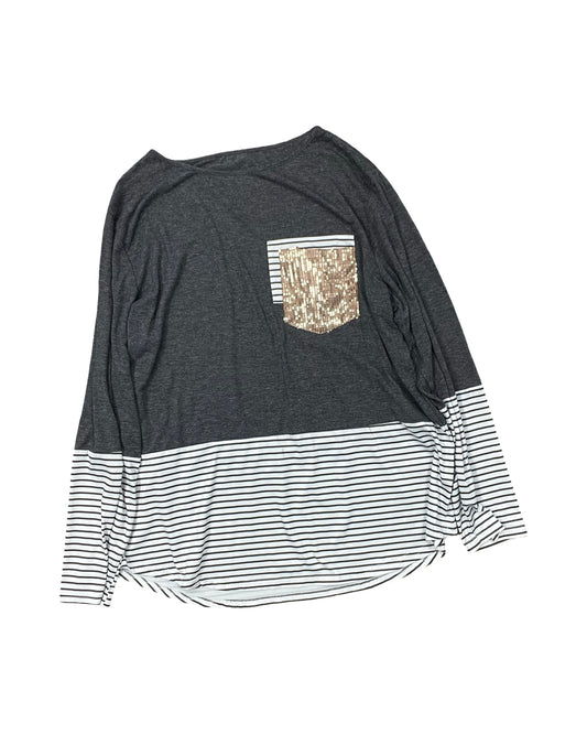 Top Ls By Clothes Mentor In Grey & White, Size:2X