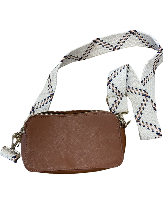 Crossbody By Clothes Mentor In Brown & Cream, Size:Small
