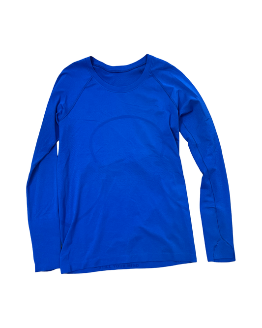 Athletic Top Ls Crewneck By Lululemon In Blue, Size:M