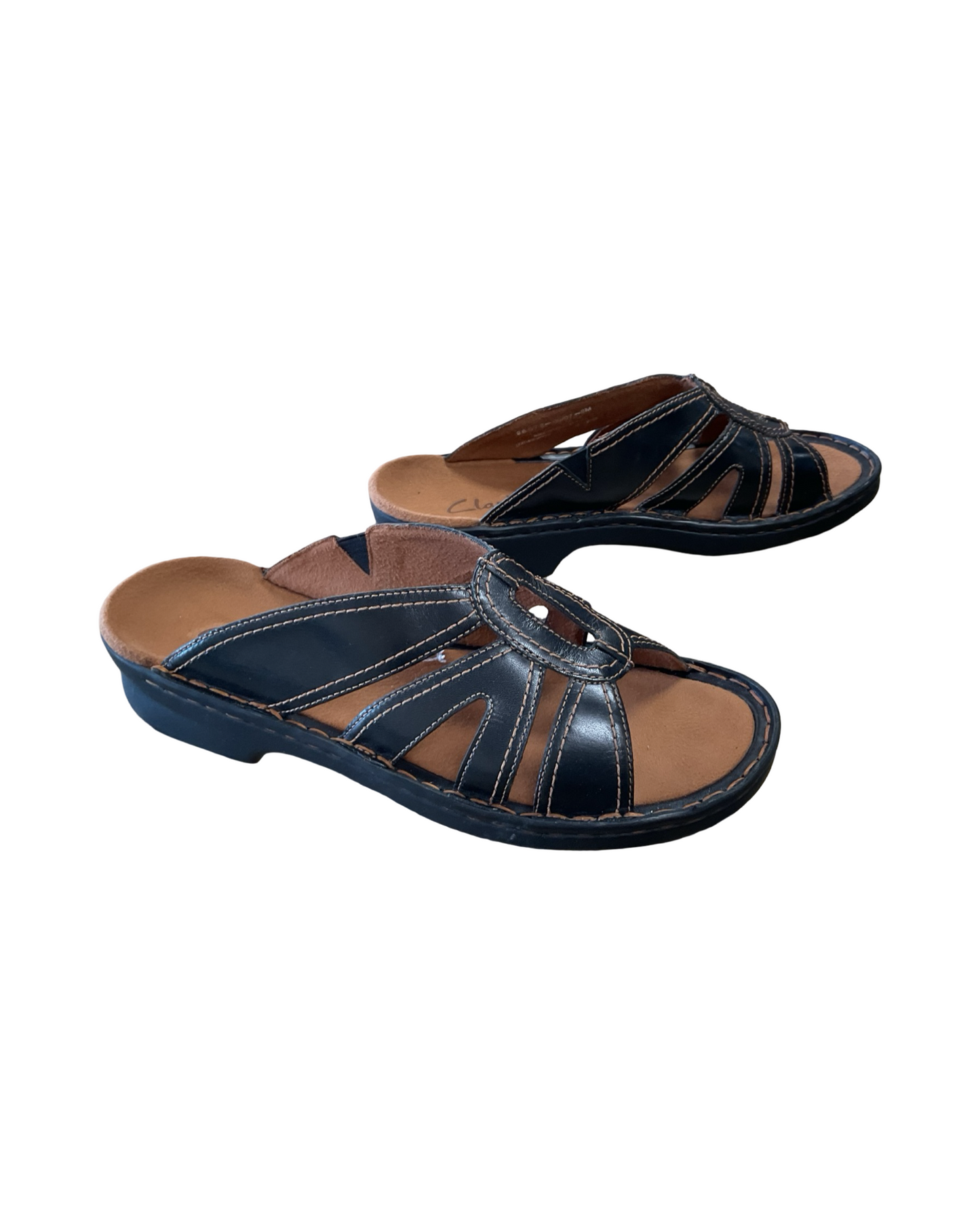 Sandals Flats By Clarks In Black, Size:8