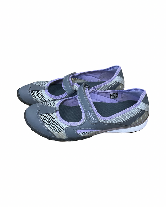 Shoes Flats By Ecco In Grey & Purple, Size:7.5