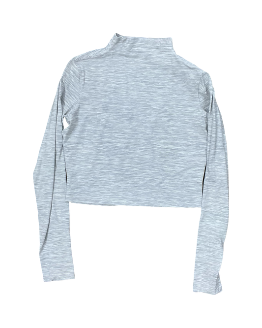 Athletic Top Ls Collar By Lululemon In Grey & White, Size:M