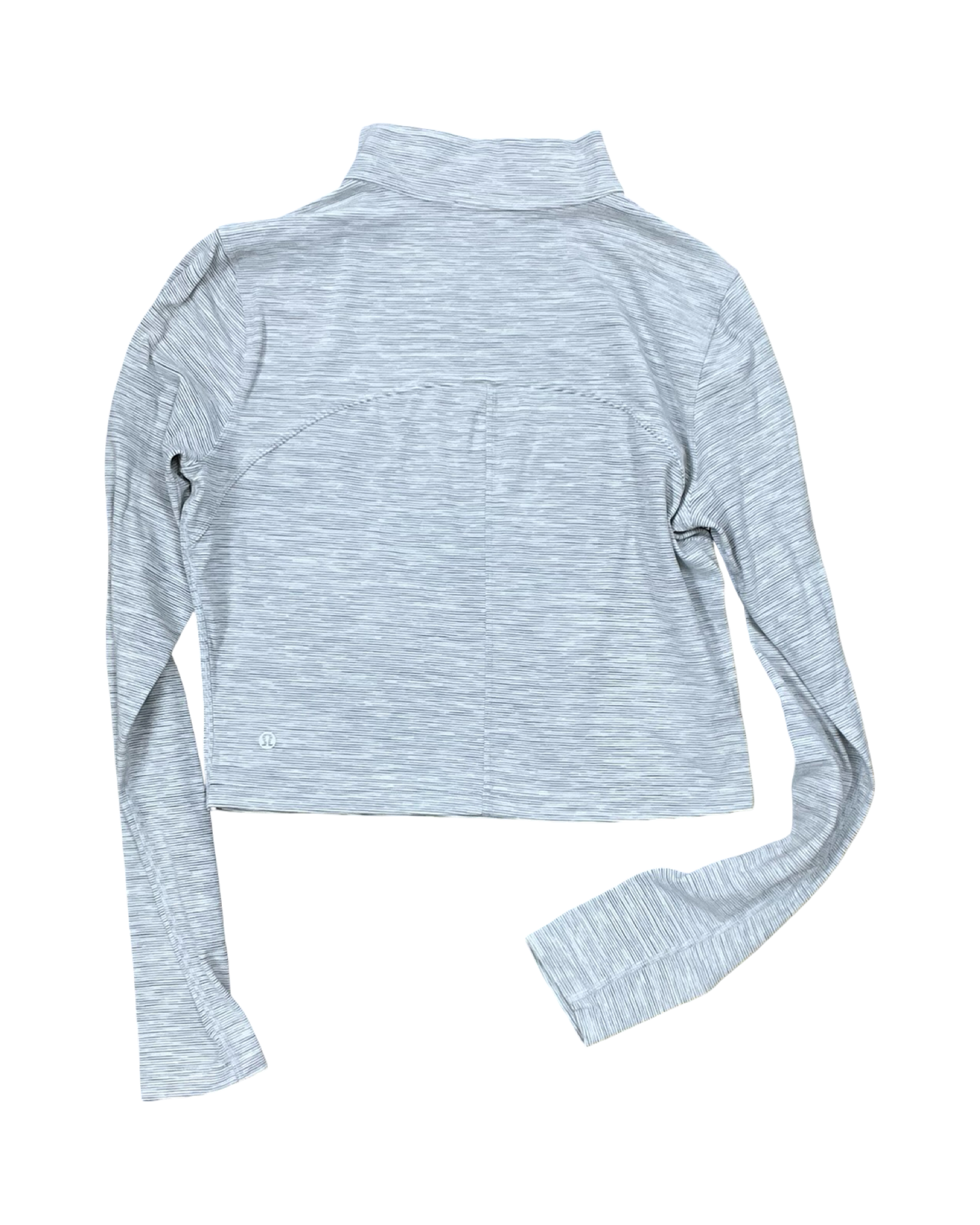 Athletic Top Ls Collar By Lululemon In Grey & White, Size:M