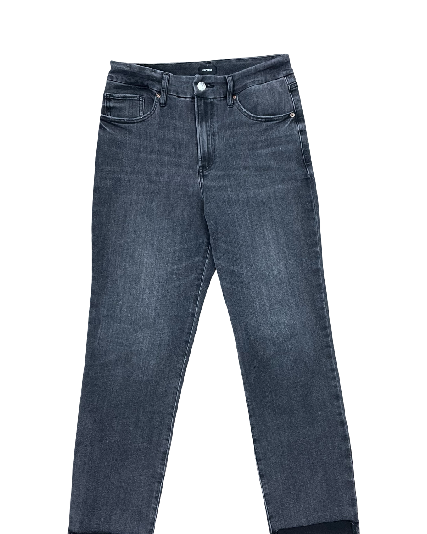 Jeans Straight By Express In Black Denim, Size:M