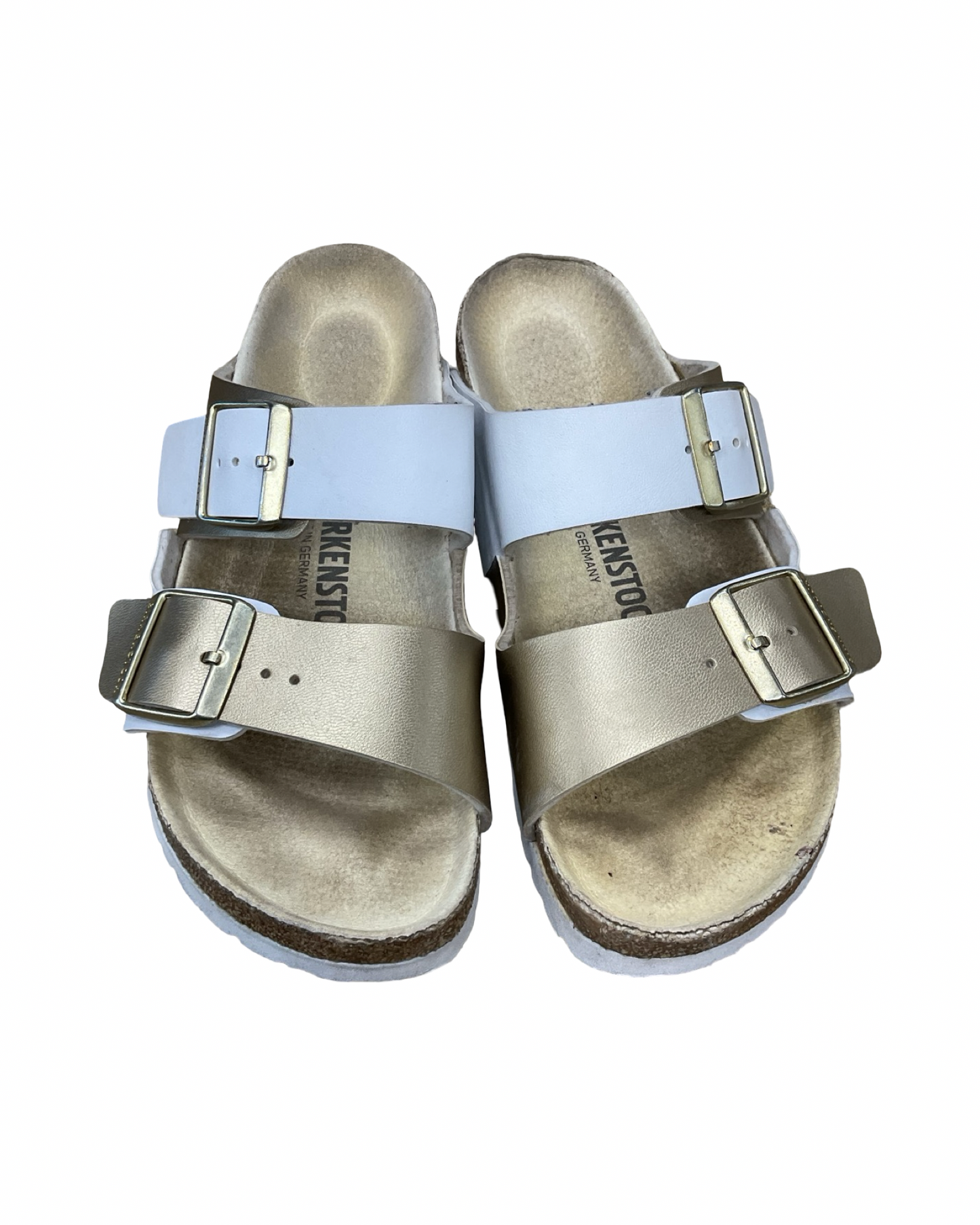 Sandals Flats By Birkenstock In Gold, Size:7