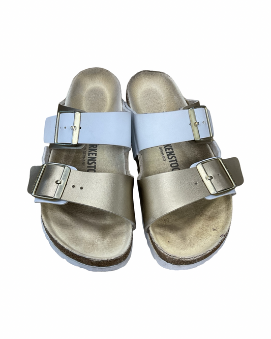 Sandals Flats By Birkenstock In Gold, Size:7