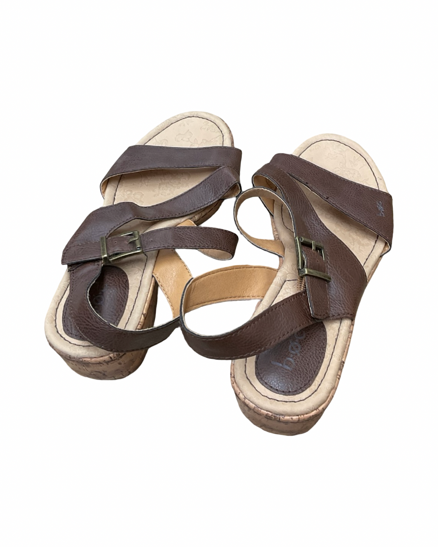 Sandals Heels Wedge By Boc In Brown, Size:10