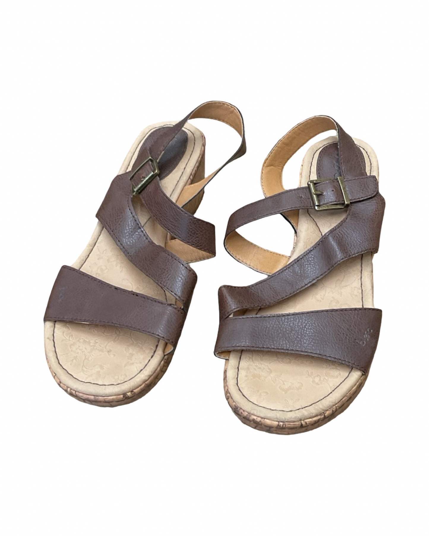 Sandals Heels Wedge By Boc In Brown, Size:10