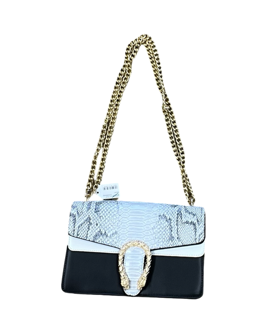 Crossbody By Clothes Mentor In Black & Gold, Size:Small