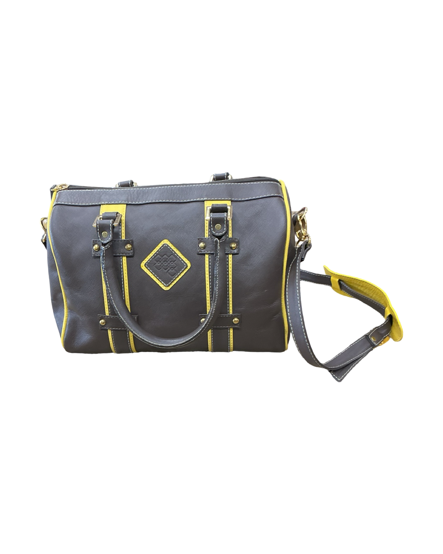 Handbag By Claudia Richards In Brown & Yellow, Size:Medium