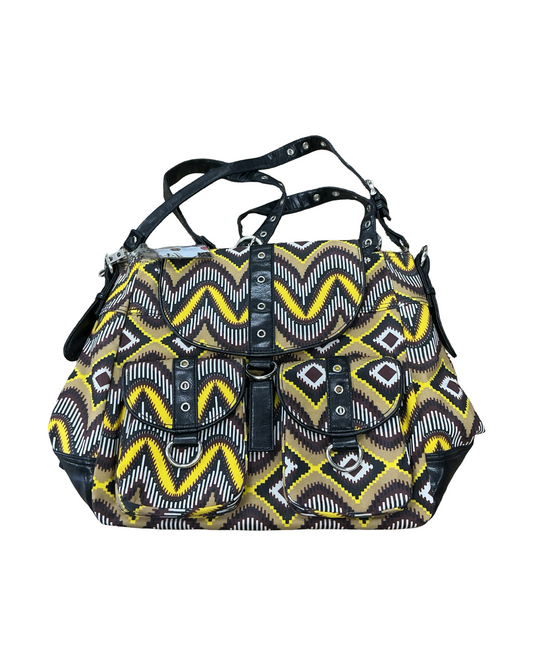 Tote By Clothes Mentor In Black & Yellow, Size:Medium