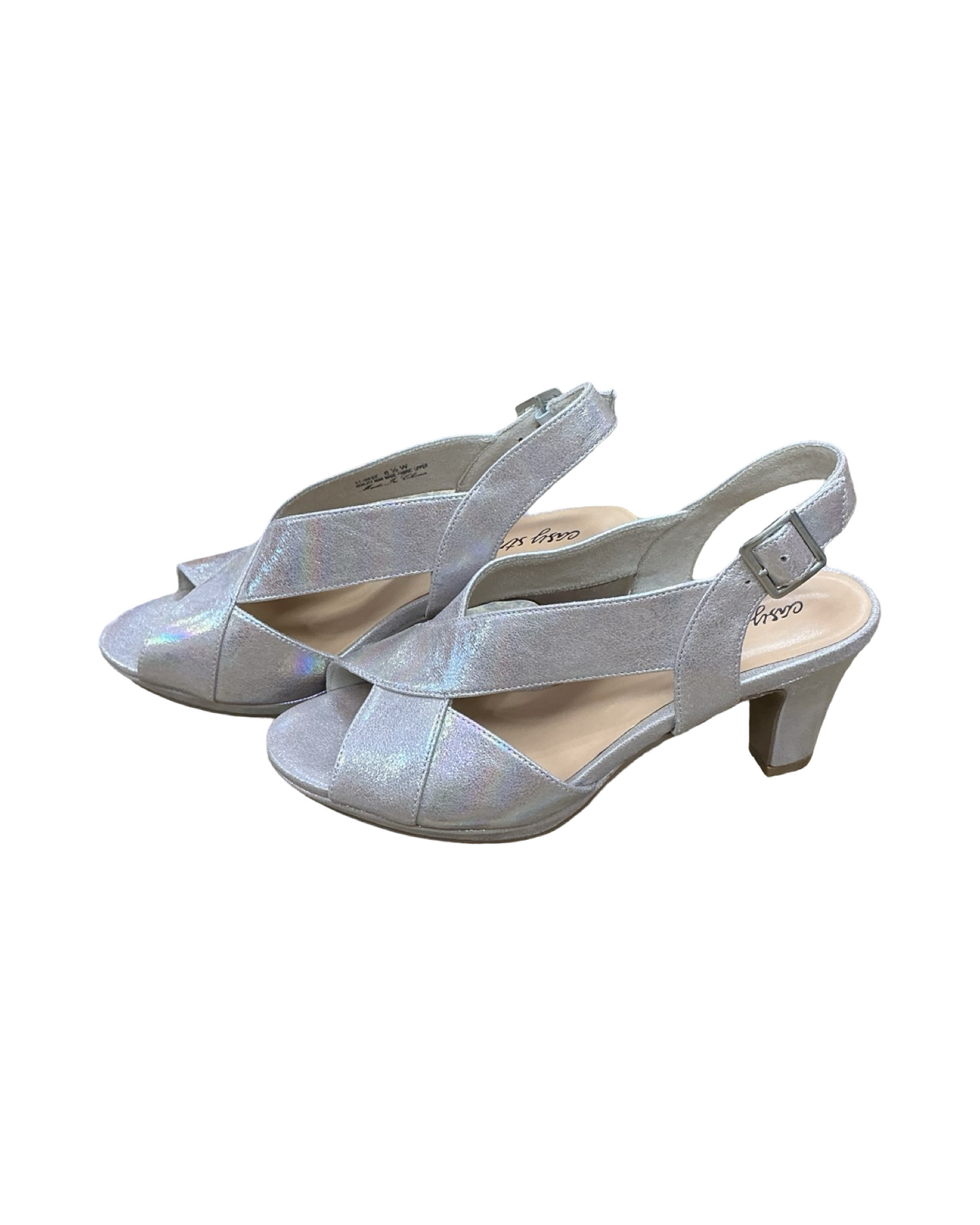 Sandals Heels Block By Easy Street In Tan, Size:8.5