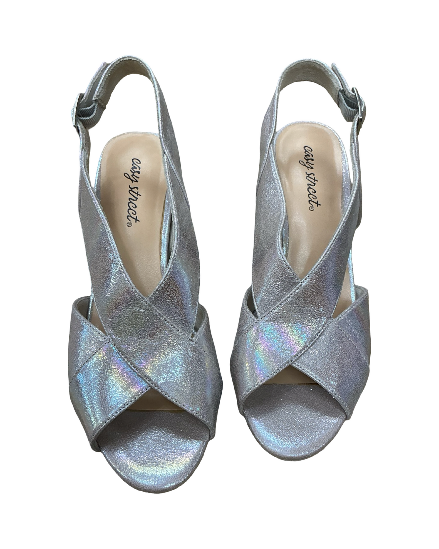 Sandals Heels Block By Easy Street In Tan, Size:8.5