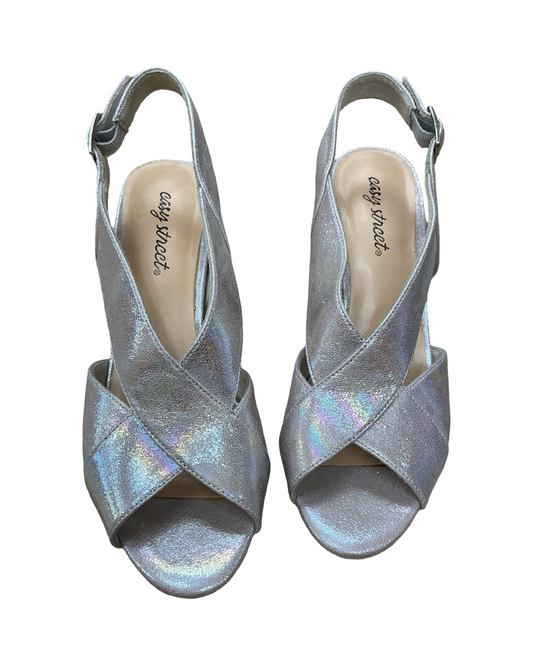 Sandals Heels Block By Easy Street In Tan, Size:8.5