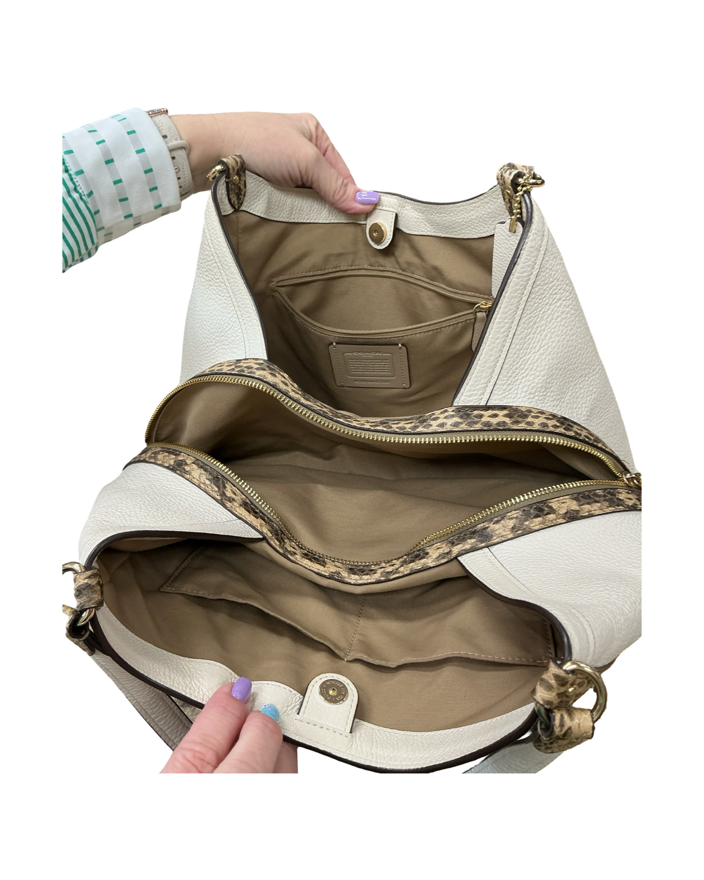 Handbag Designer By Coach In Tan, Size:Large