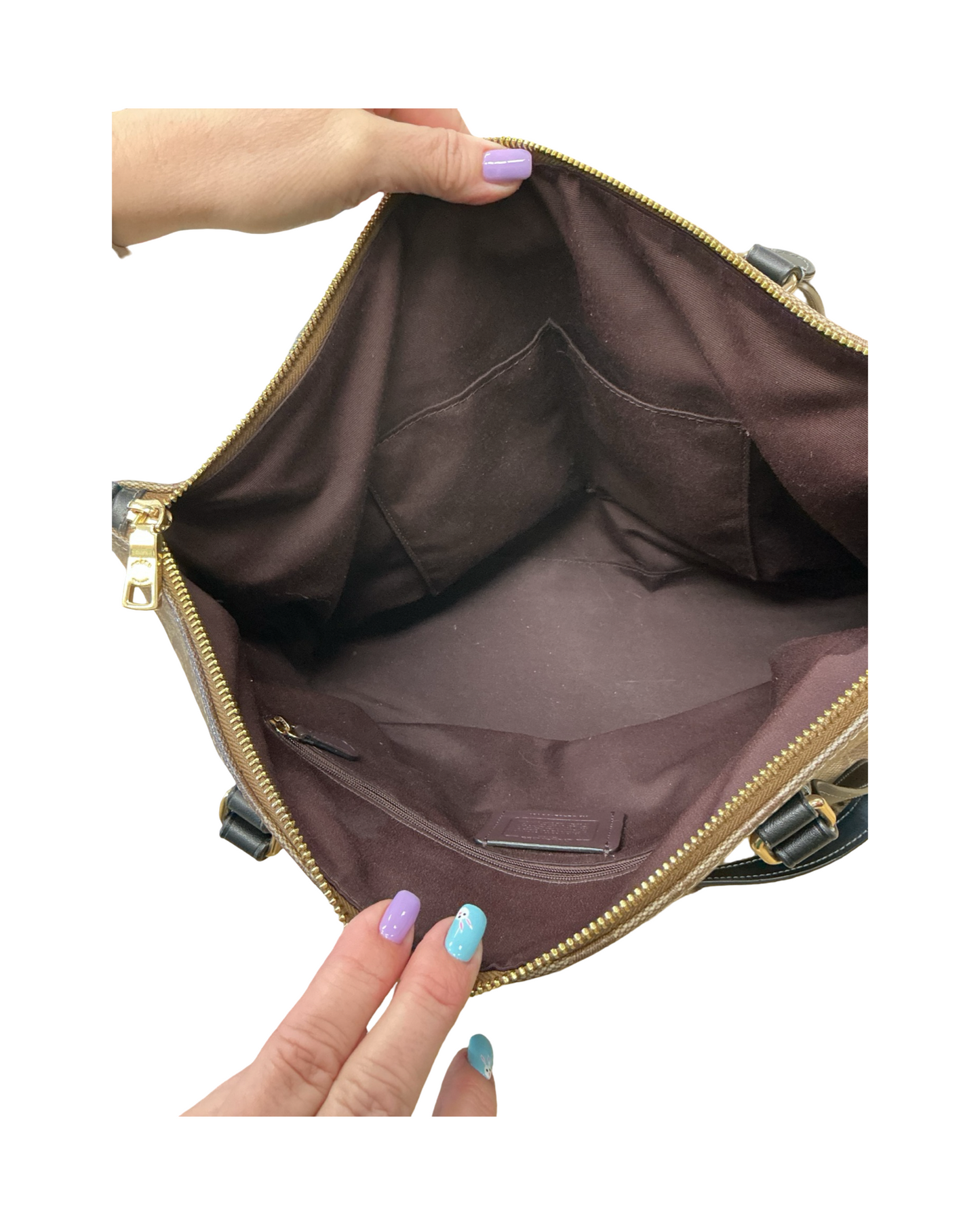 Handbag Designer By Coach In Brown, Size:Large