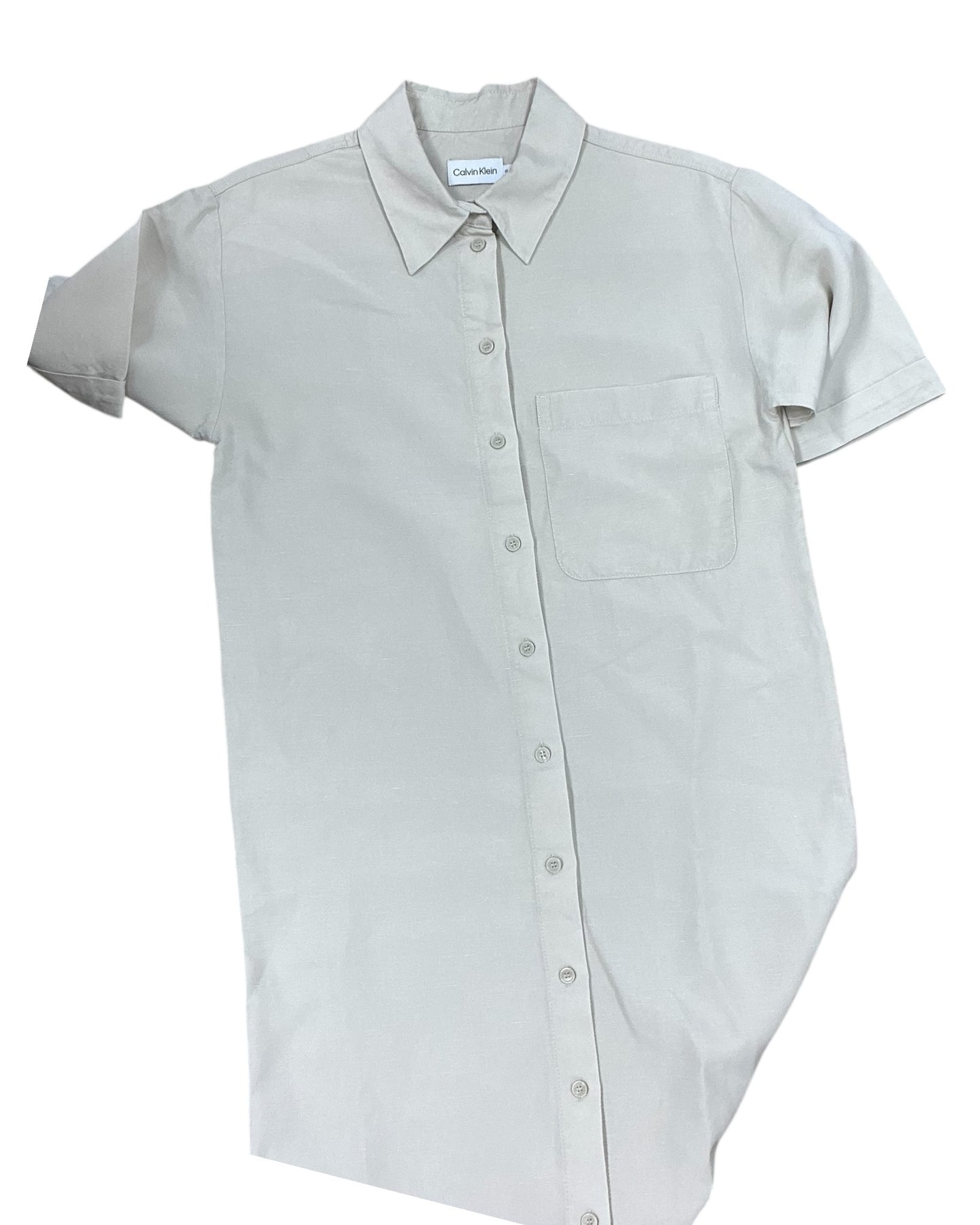 Dress Casual Midi By Calvin Klein In Cream, Size:M