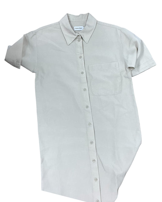 Dress Casual Midi By Calvin Klein In Cream, Size:M