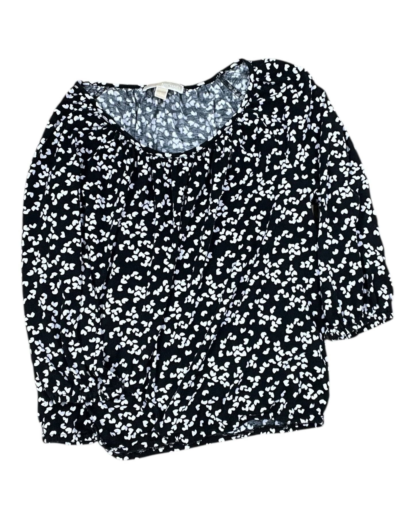 Top 3/4 Sleeve By Michael By Michael Kors In Black & White, Size:L