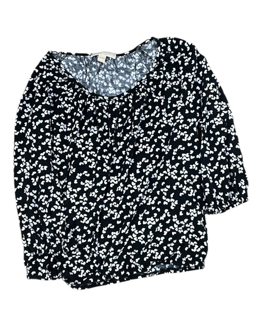 Top 3/4 Sleeve By Michael By Michael Kors In Black & White, Size:L