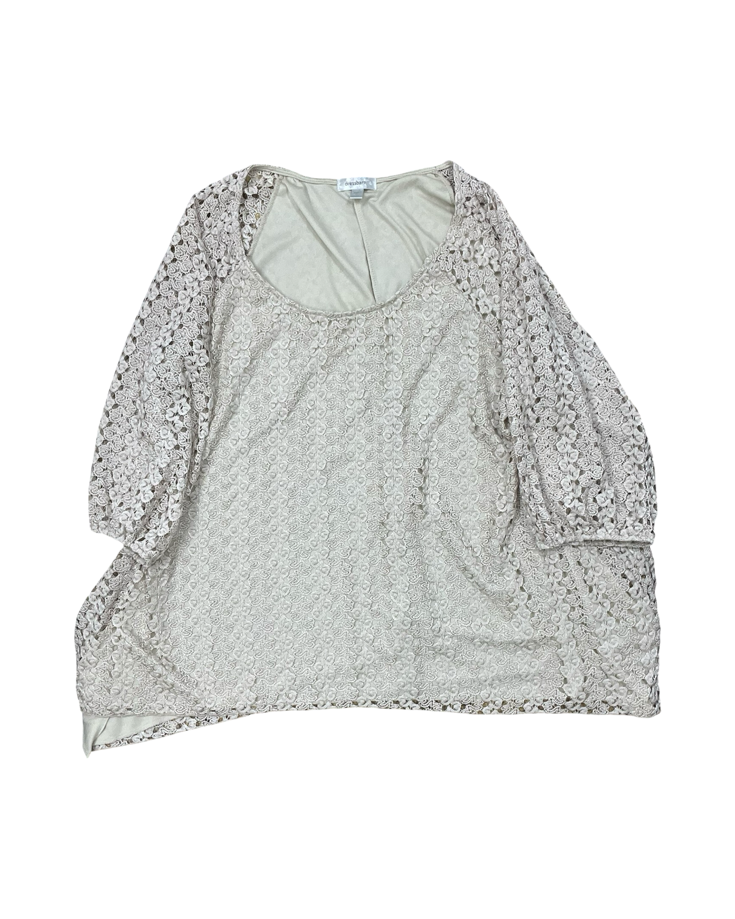 Top 3/4 Sleeve By Dressbarn In Tan, Size:1X