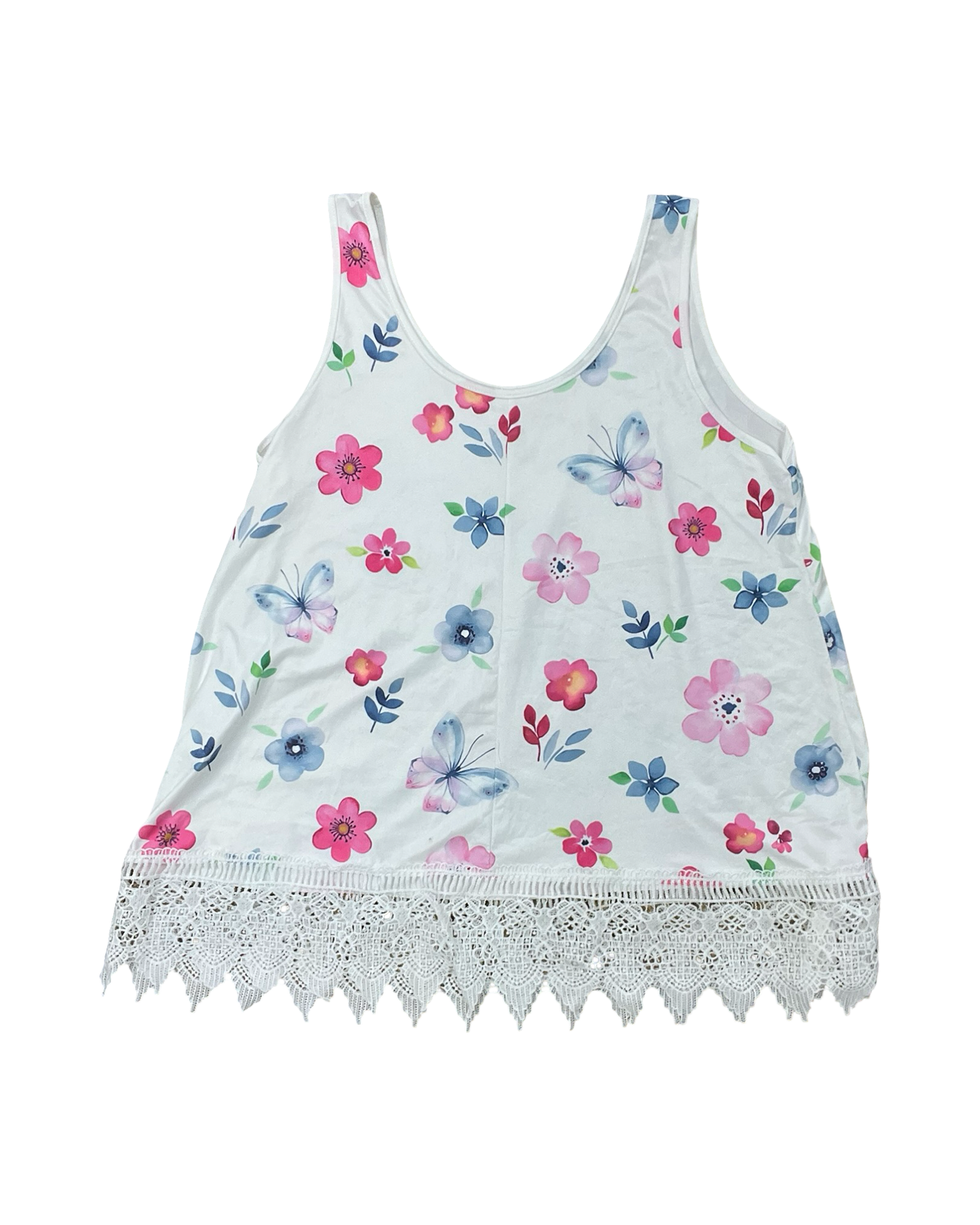 Top Sleeveless By Clothes Mentor In Blue & White, Size:2X