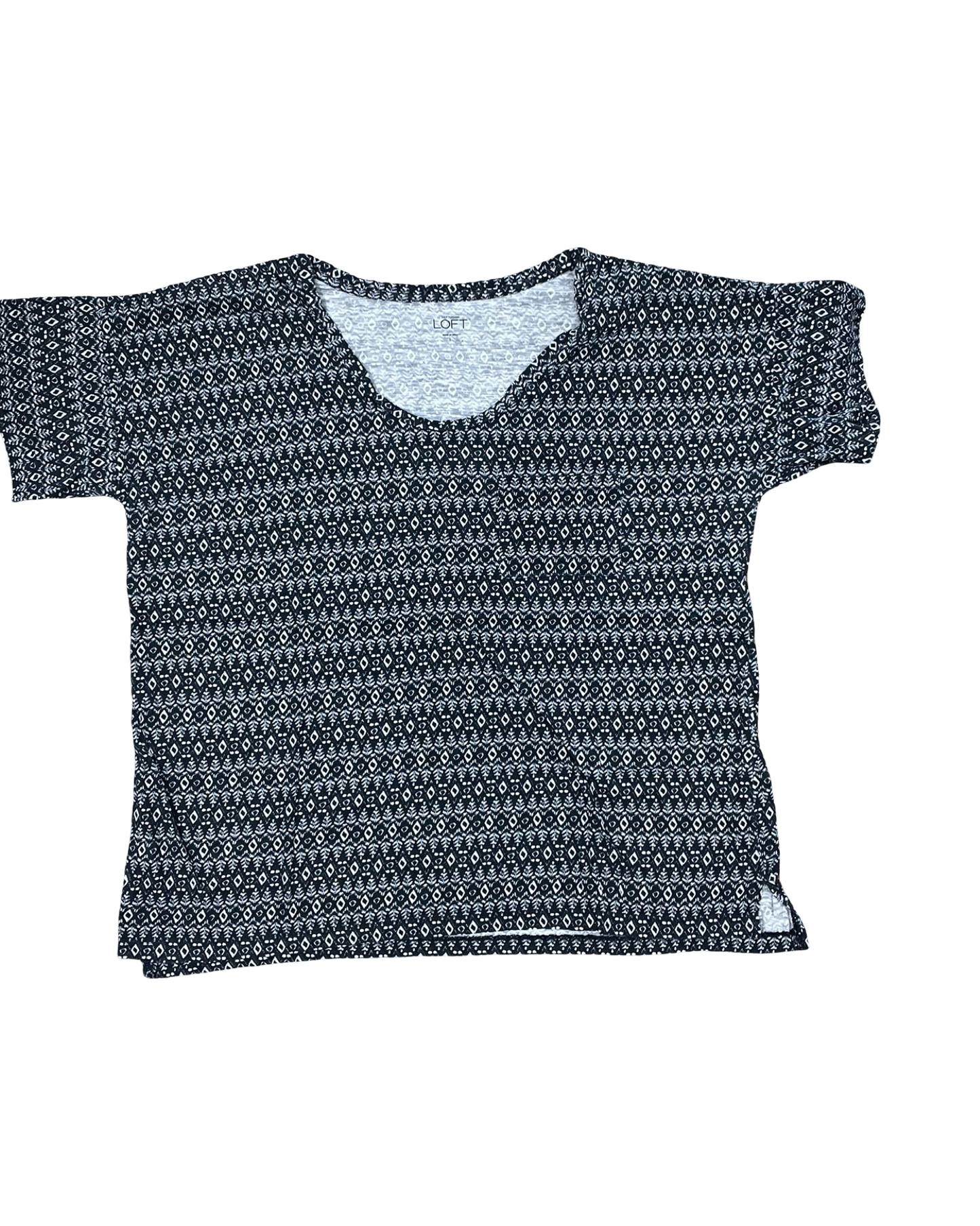 Top Ss By Loft In Blue & Cream, Size:L