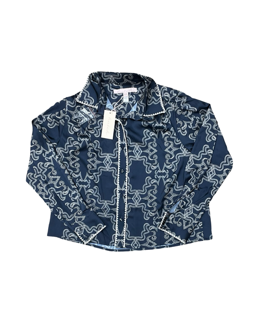 Blouse Ls By Hutch In Blue & Cream, Size:Xs