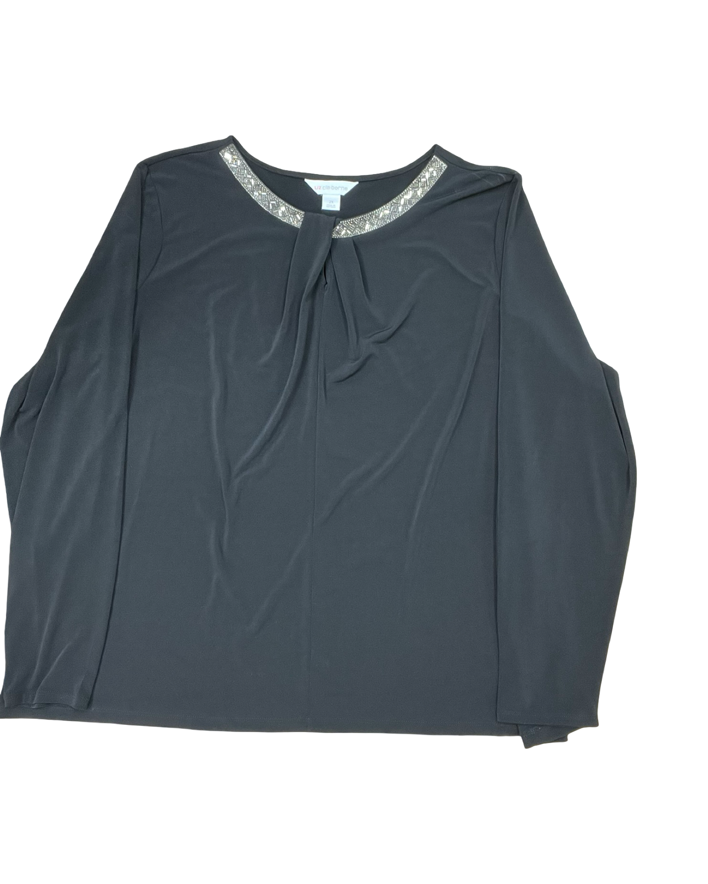 Top Ls By Liz Claiborne In Black, Size:2X