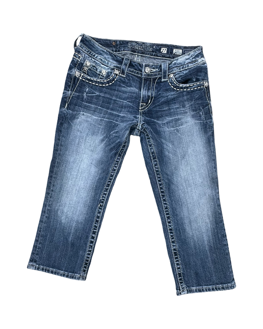 Jeans Cropped By Miss Me In Blue Denim, Size:4