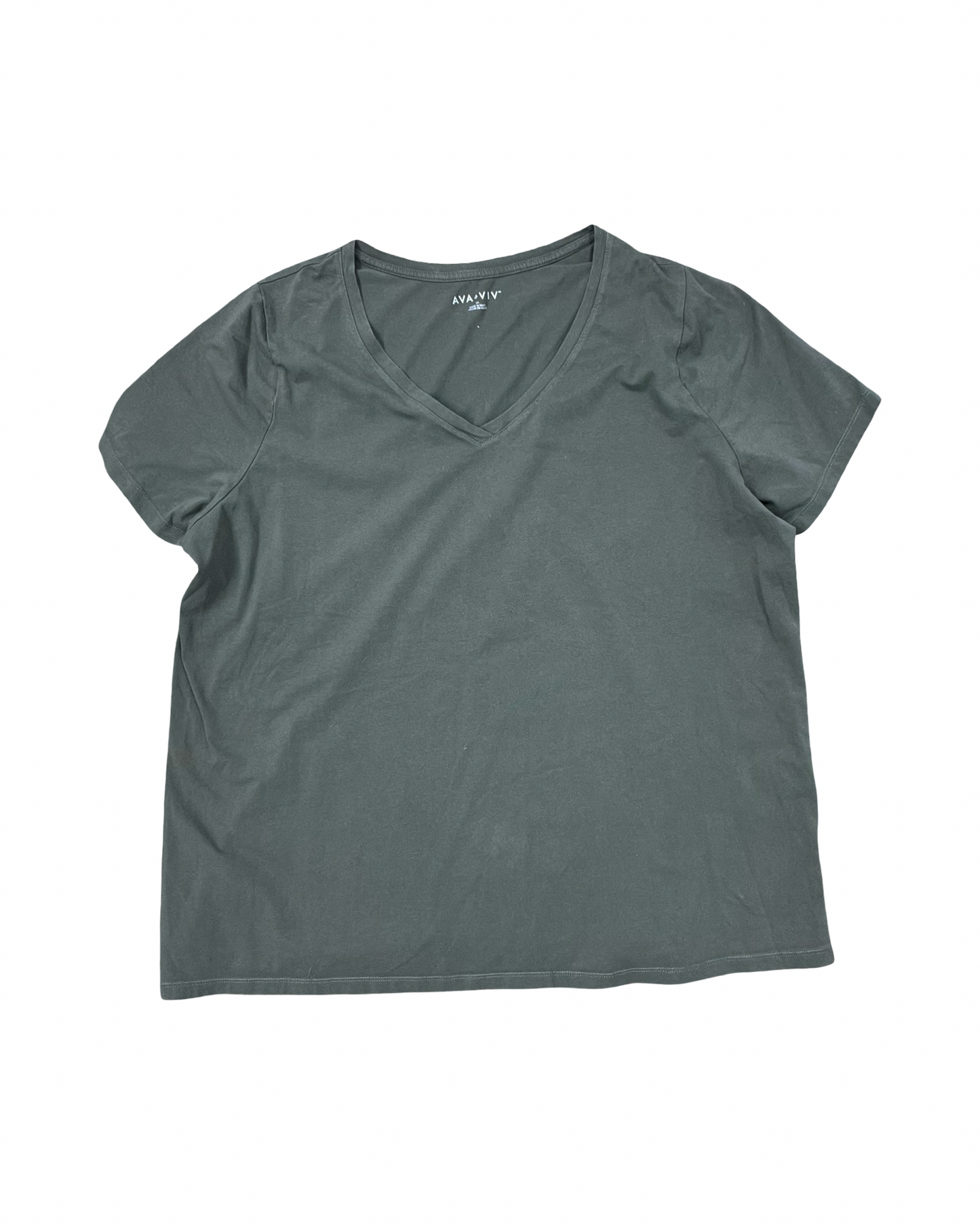 Top Ss Basic By Ava & Viv In Green, Size:2X