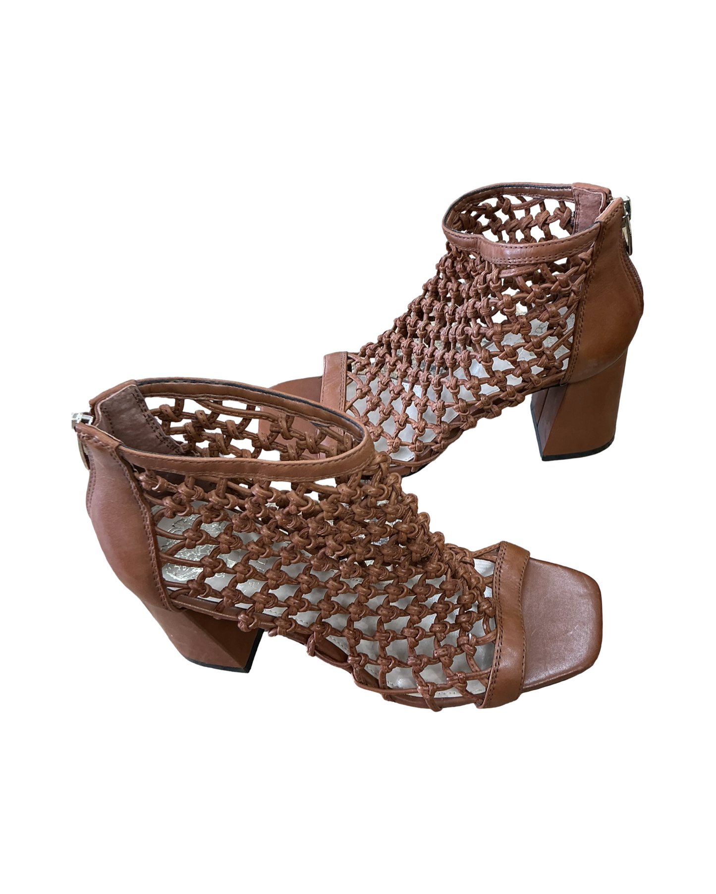 Sandals Heels Block By Vince Camuto In Brown, Size:7