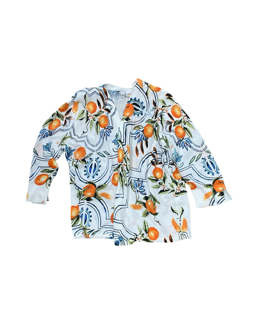 Cardigan By Chicos In Orange & White, Size:L