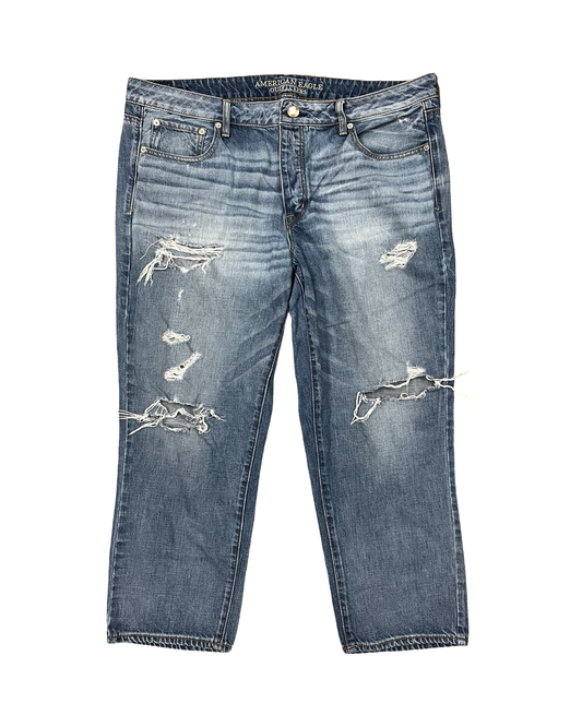 Jeans Cropped By American Eagle In Blue Denim, Size:18