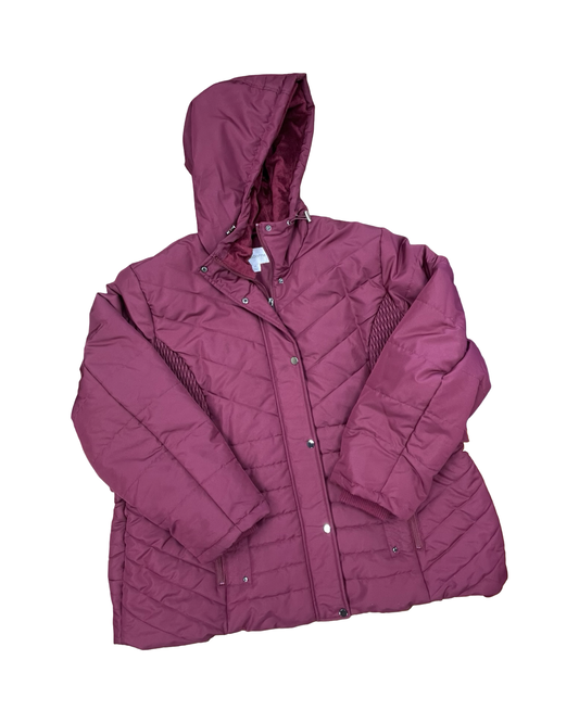 Coat Puffer & Quilted By Liz Claiborne In Maroon, Size:3X