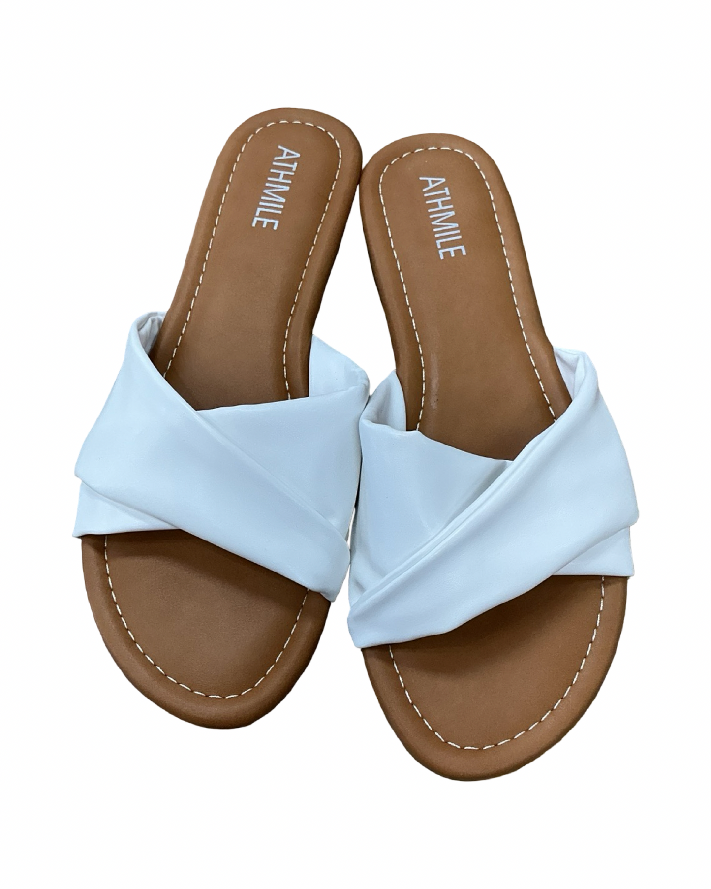 Sandals Flats By Clothes Mentor In White, Size:8