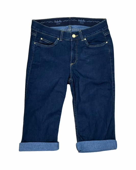 Jeans Cropped By Rafaella In Blue Denim, Size:8