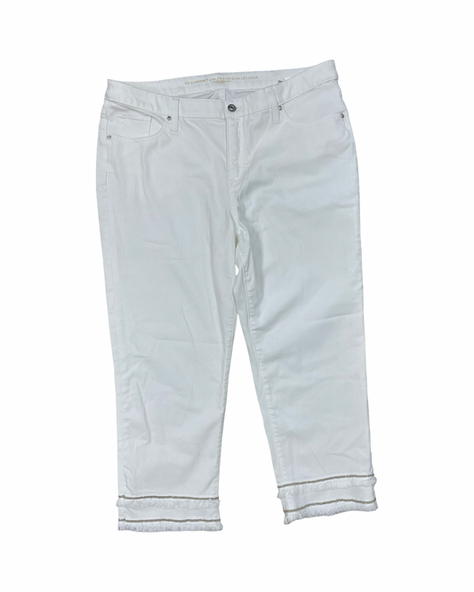 Jeans Cropped By Chicos In White Denim, Size:16
