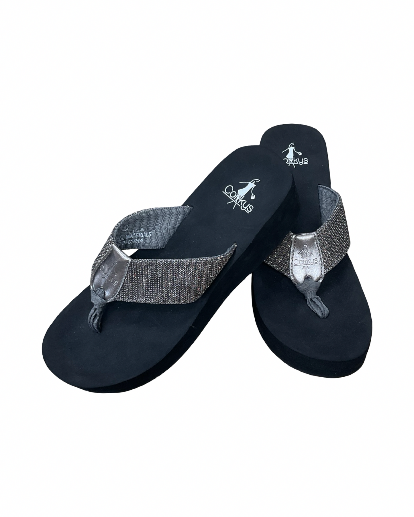 Sandals Heels Platform By Corkys In Silver, Size:7